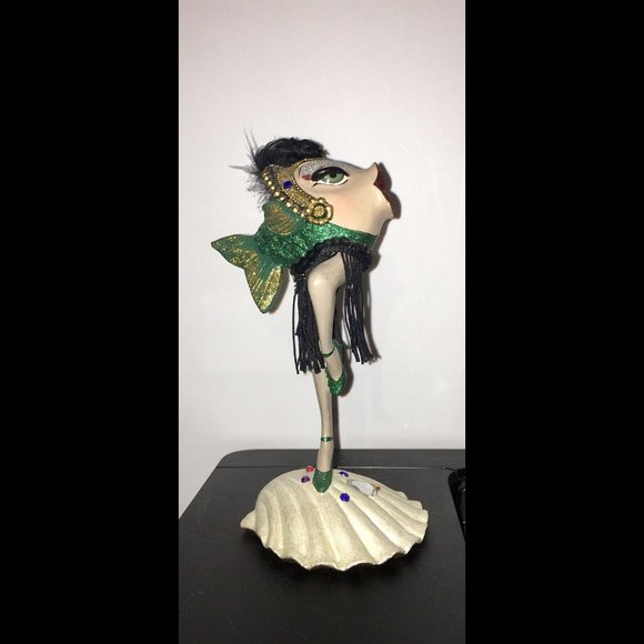 RARE - Katherine’s Collection Kissing Fish Green Glitter Showgirl